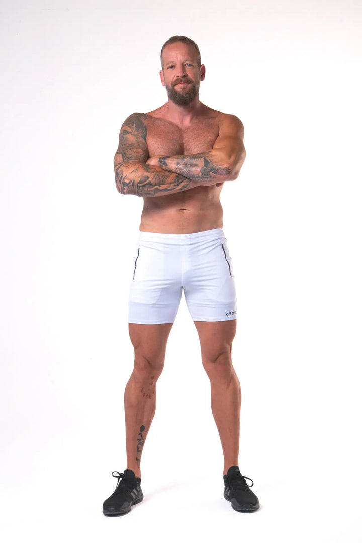 Man wearing the Diesel short functional athlete of color white#color_white